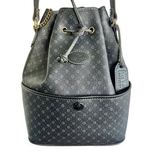 VINTAGE BLACK BUCKET BAG SHOULDER  BAG CANVA CROSSBODY BAG